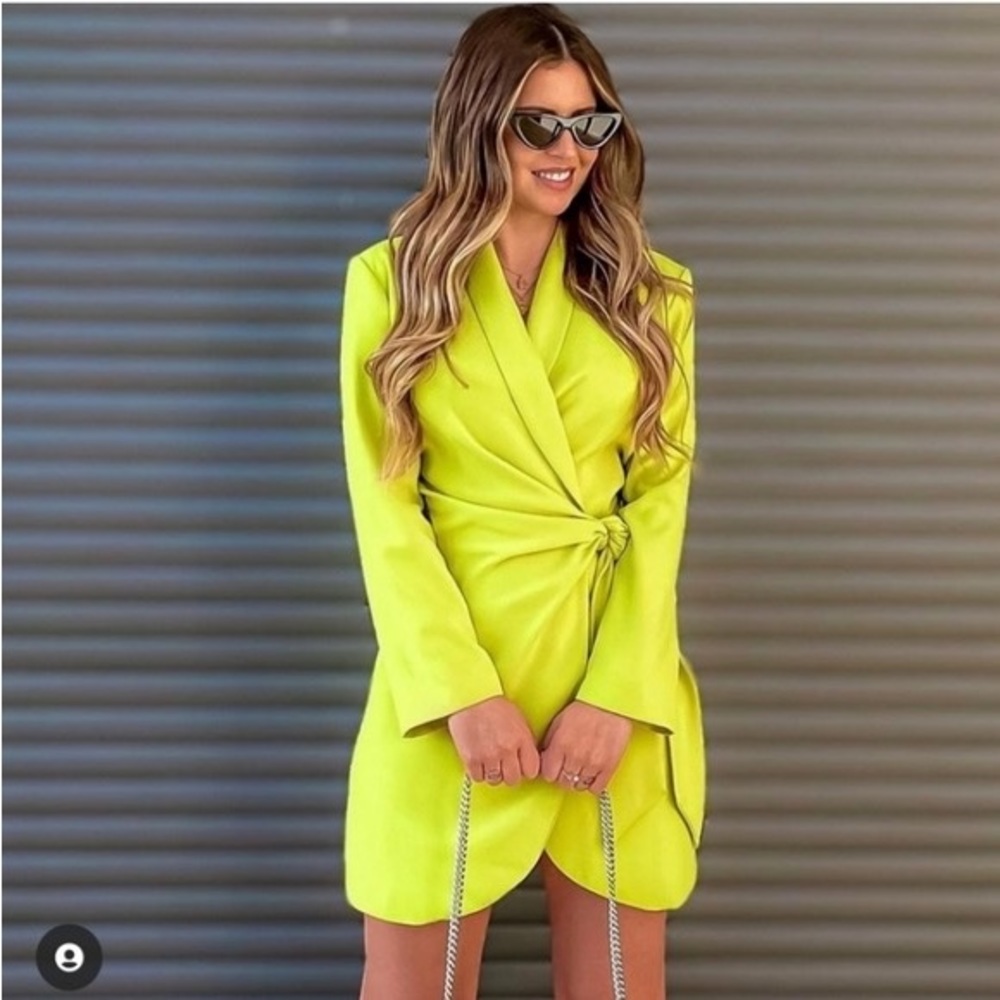 Zara - Wrap Front Blazer Dress - Lime - XL (fits M//L)